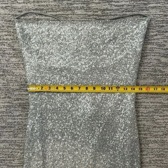 NWT Susana Monaco Sequin Cowl Neck Mini Dress Silver Large - Picture 9 of 13